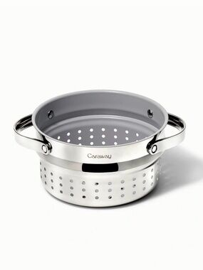 Caraway Nonstick Stainless Steel 3-Qt. Saucepan Steamer